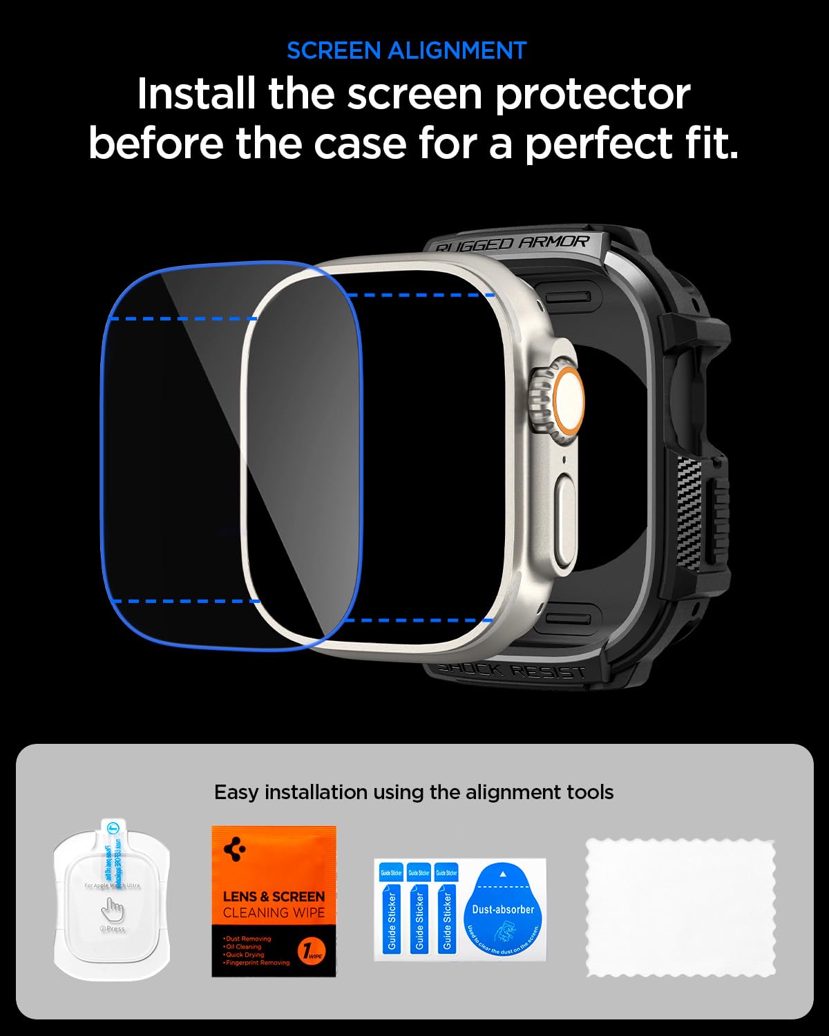 Spigen Rugged Armor Apple Watch Ultra 3/2/1 49mm Case with Glass - Matte Black - image 3