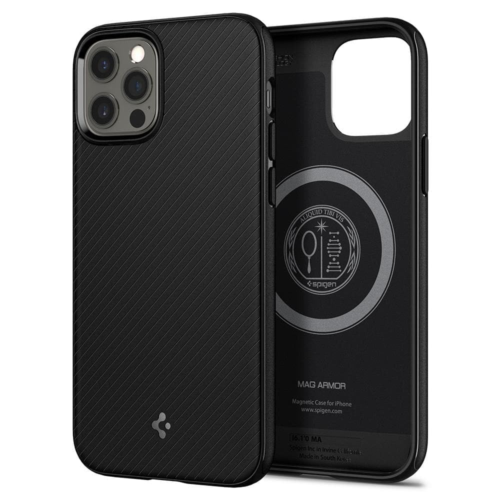 Spigen iPhone 12 and 12 Pro Case Mag Armor MagFit - Matte Black - image 1
