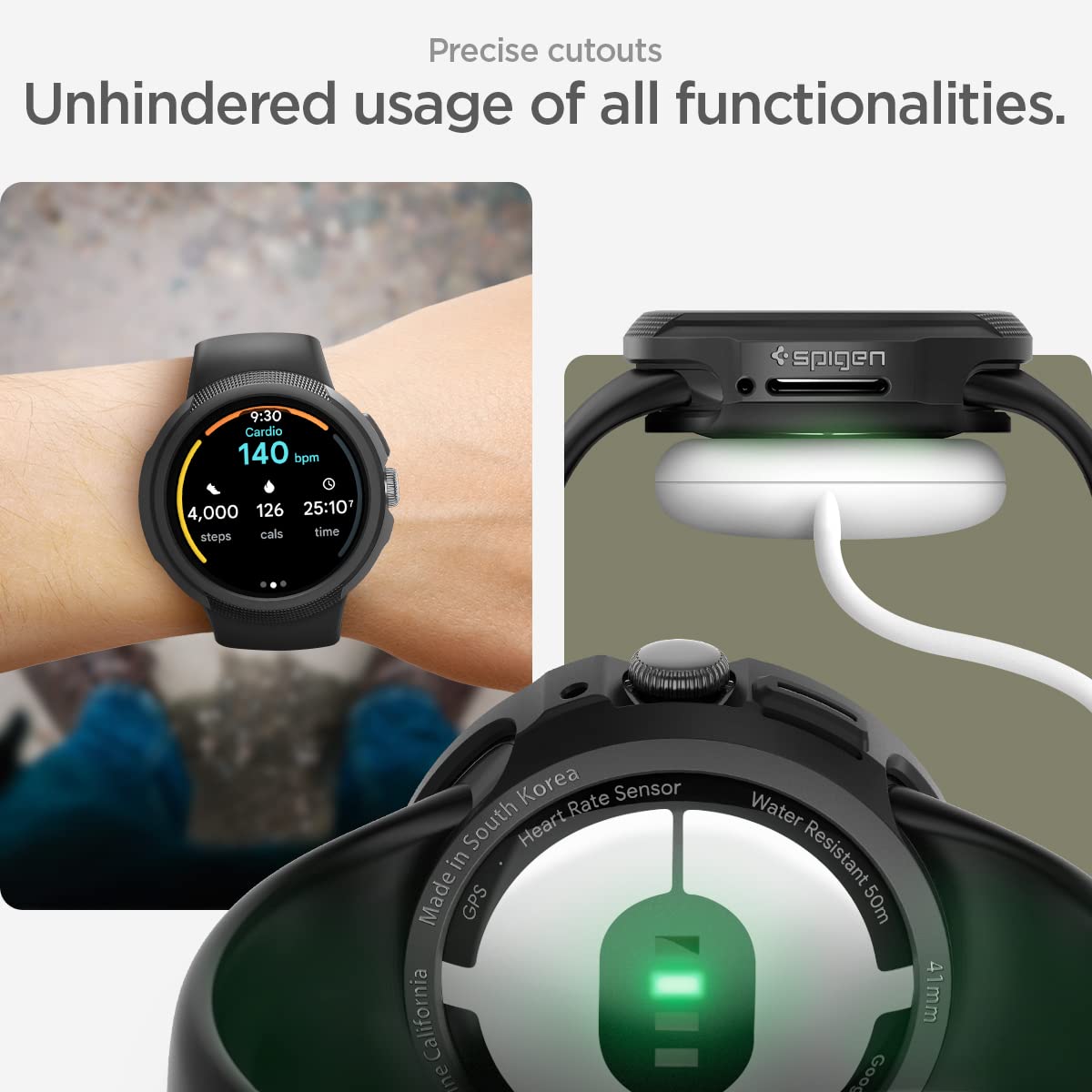 Spigen Pixel Watch 3 2 1 41mm Liquid Air case - Matte Black - image 7