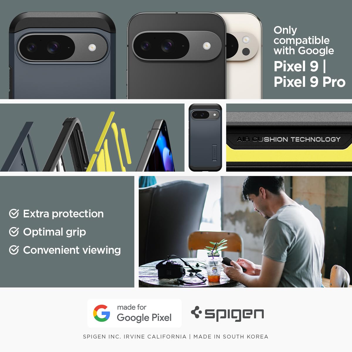 Spigen Tough Armor Google Pixel 9 Pro / Pixel 9 Kickstand Case - Metal Slate - image 2