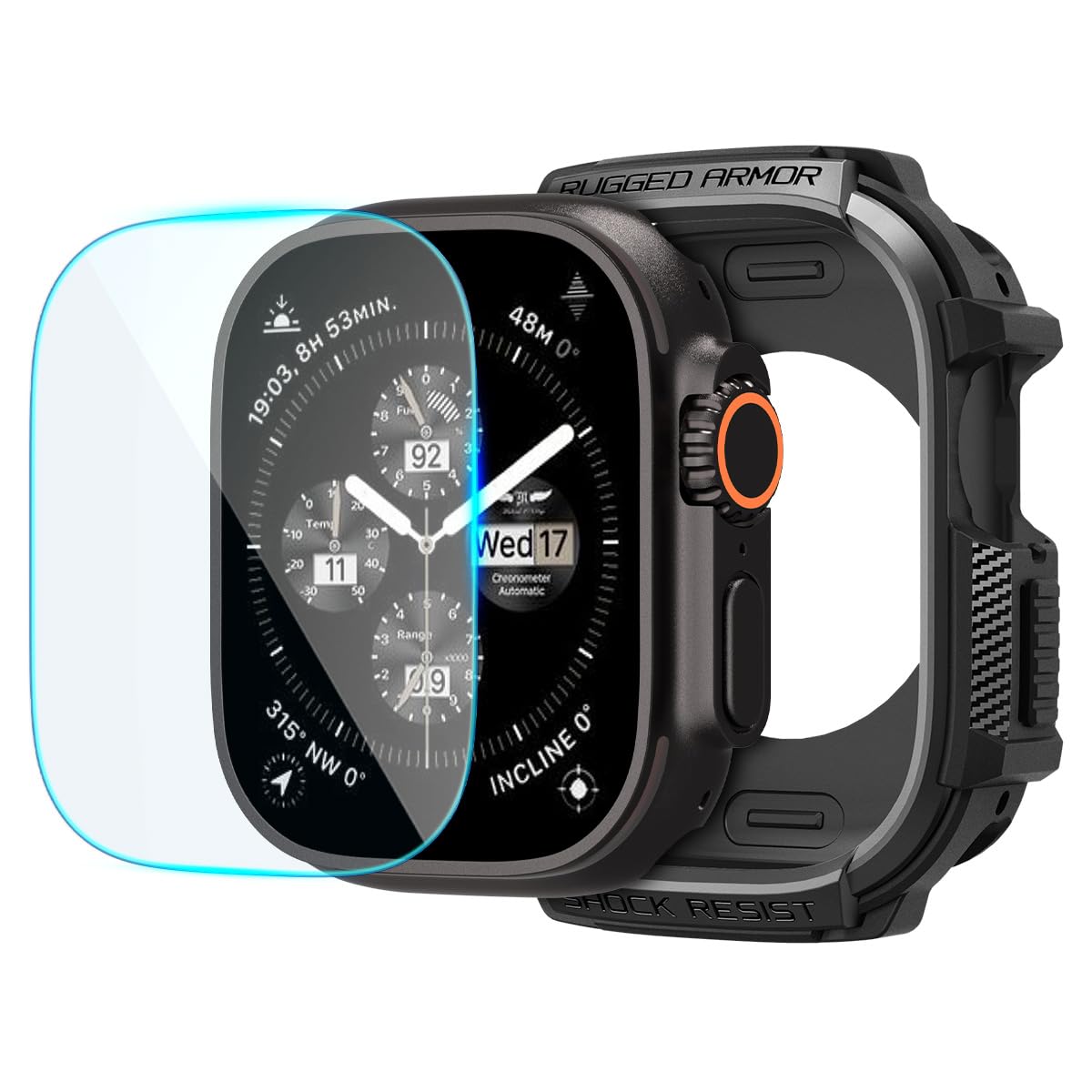 Spigen Rugged Armor Apple Watch Ultra 3/2/1 49mm Case with Glass - Matte Black - image 1