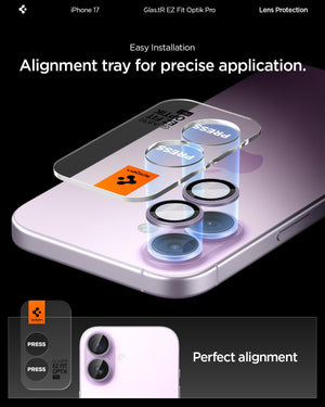 Spigen iPhone 17 Camera Lens Protector GLAS.tR EZ Fit Optik Pro (2 Pack) - Lavender - image 4