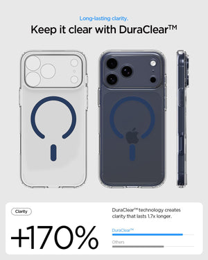 Spigen iPhone 17 Pro Max Case - Ultra Hybrid (MagFit) - Clear Deep Blue