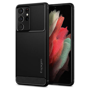 Spigen Rugged Armor Galaxy S21 Ultra Phone Case - Matte Black - image 1