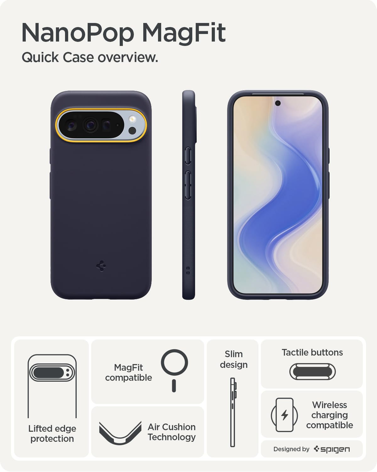 Spigen Pixel 10 Pro / Pixel 10 Case – Nano Pop (MagFit) - Blueberry Navy - image 3