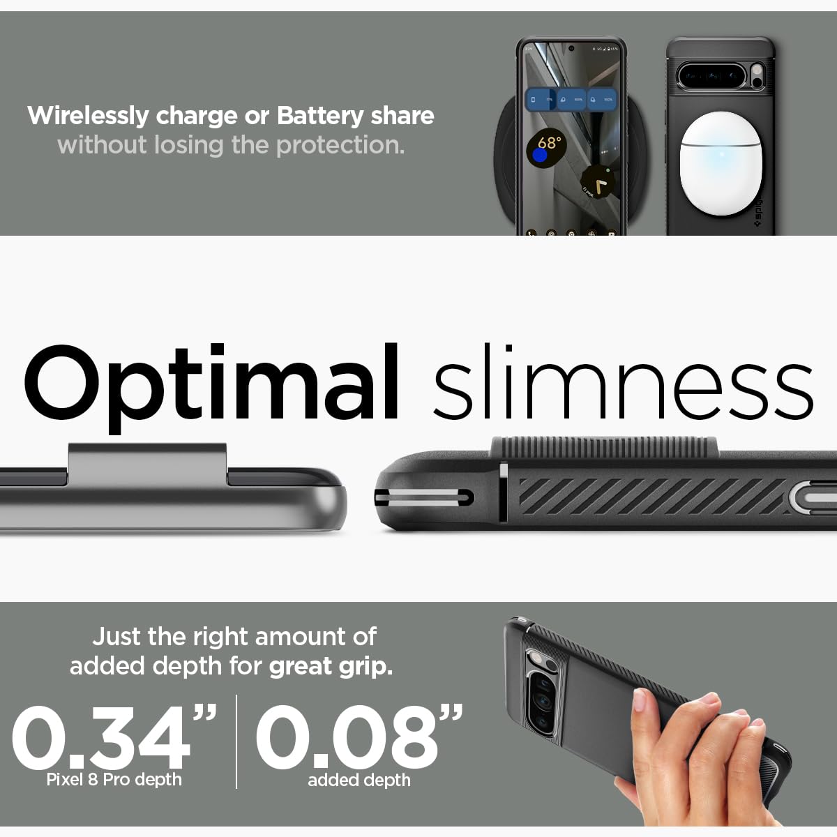 Spigen Rugged Armor Google Pixel 8 Pro Phone Case - Matte Black - image 5
