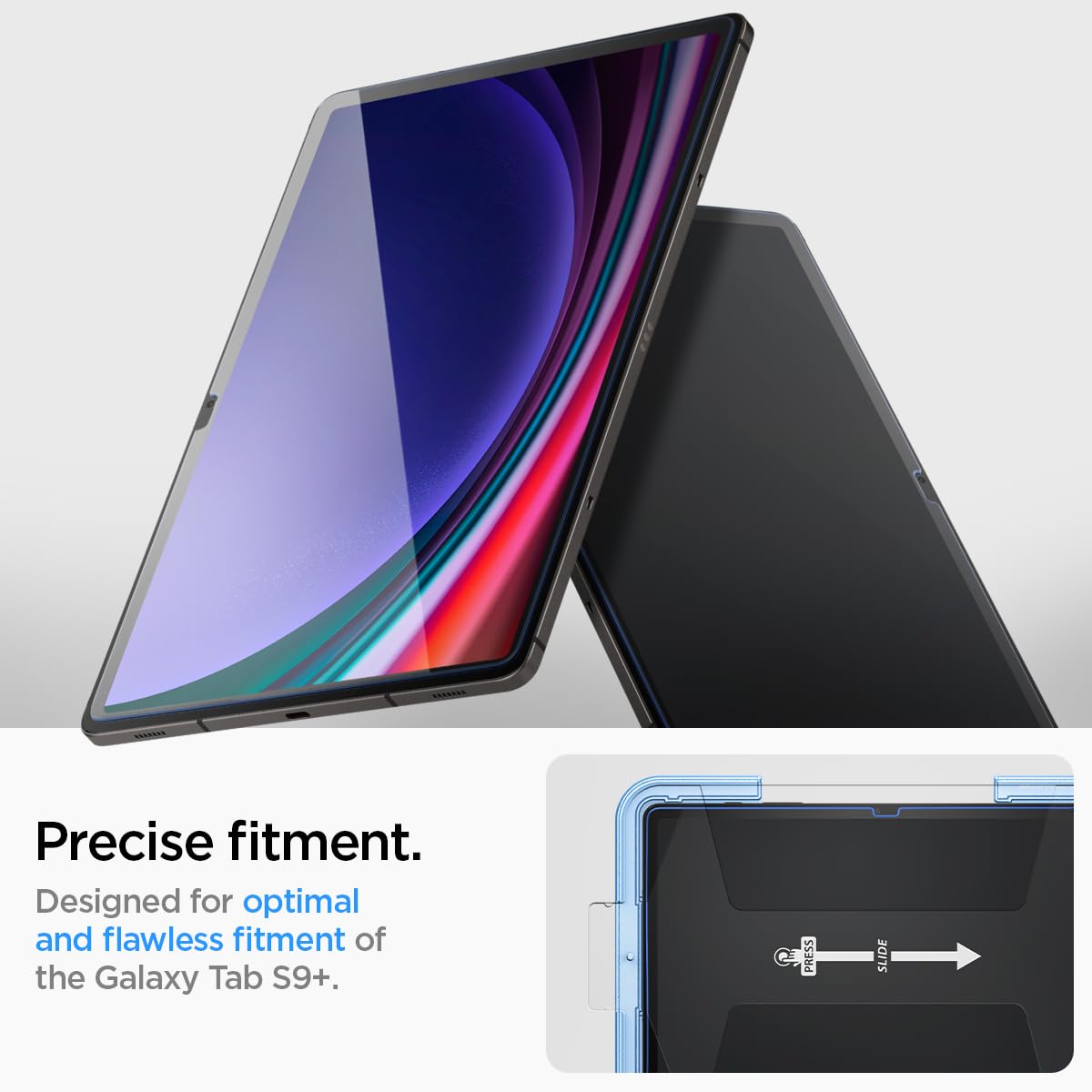 Spigen Galaxy Tab S10 Plus / S9 Plus Screen Protector - Glas.tR EZ Fit Tempered Glass - Clear - image 7
