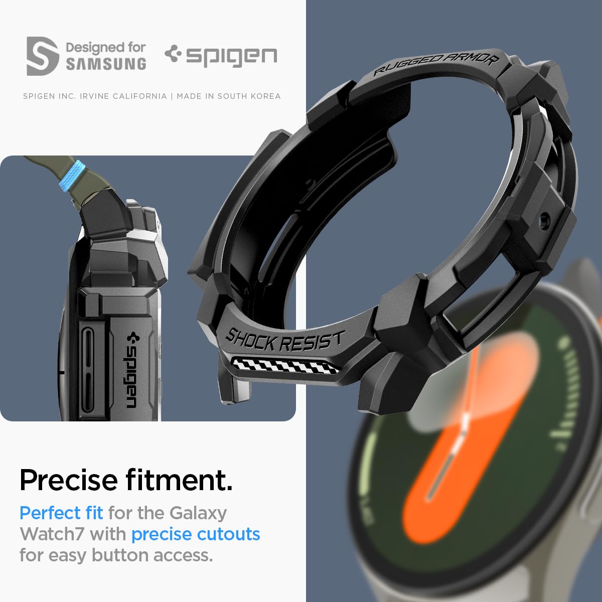 Spigen Galaxy Watch 7 44mm Case - Rugged Armor - Matte Black - Matte Black - image 6