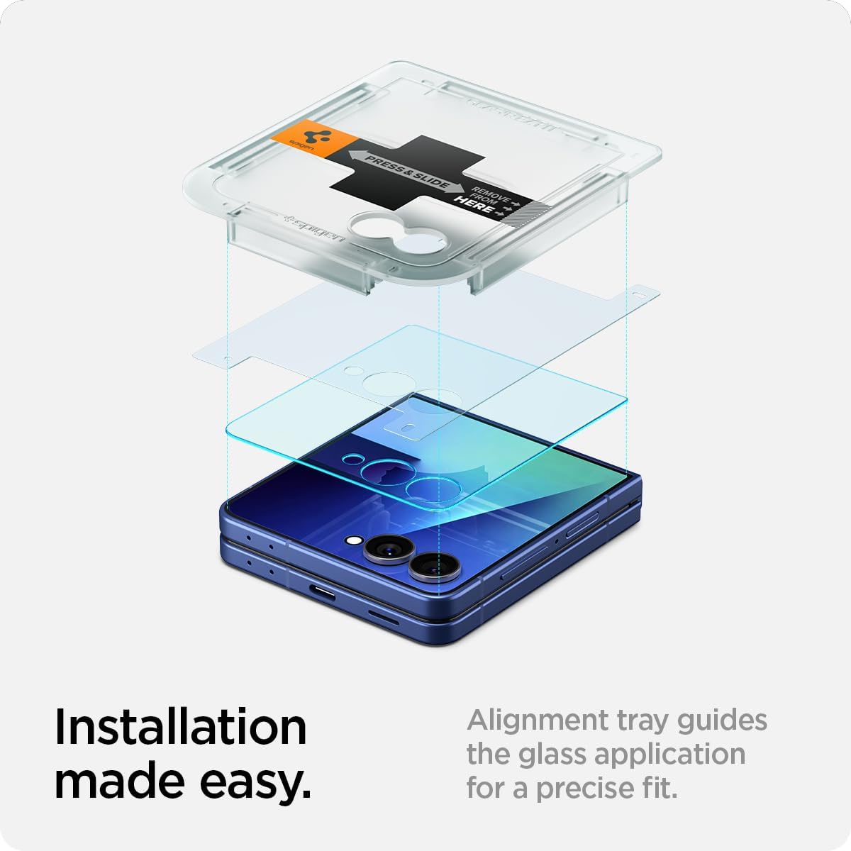 Spigen Tempered Glass Screen Protector [GlasTR EZ FIT] designed for Galaxy Z Flip 7 [Case Friendly] - 2 Pack