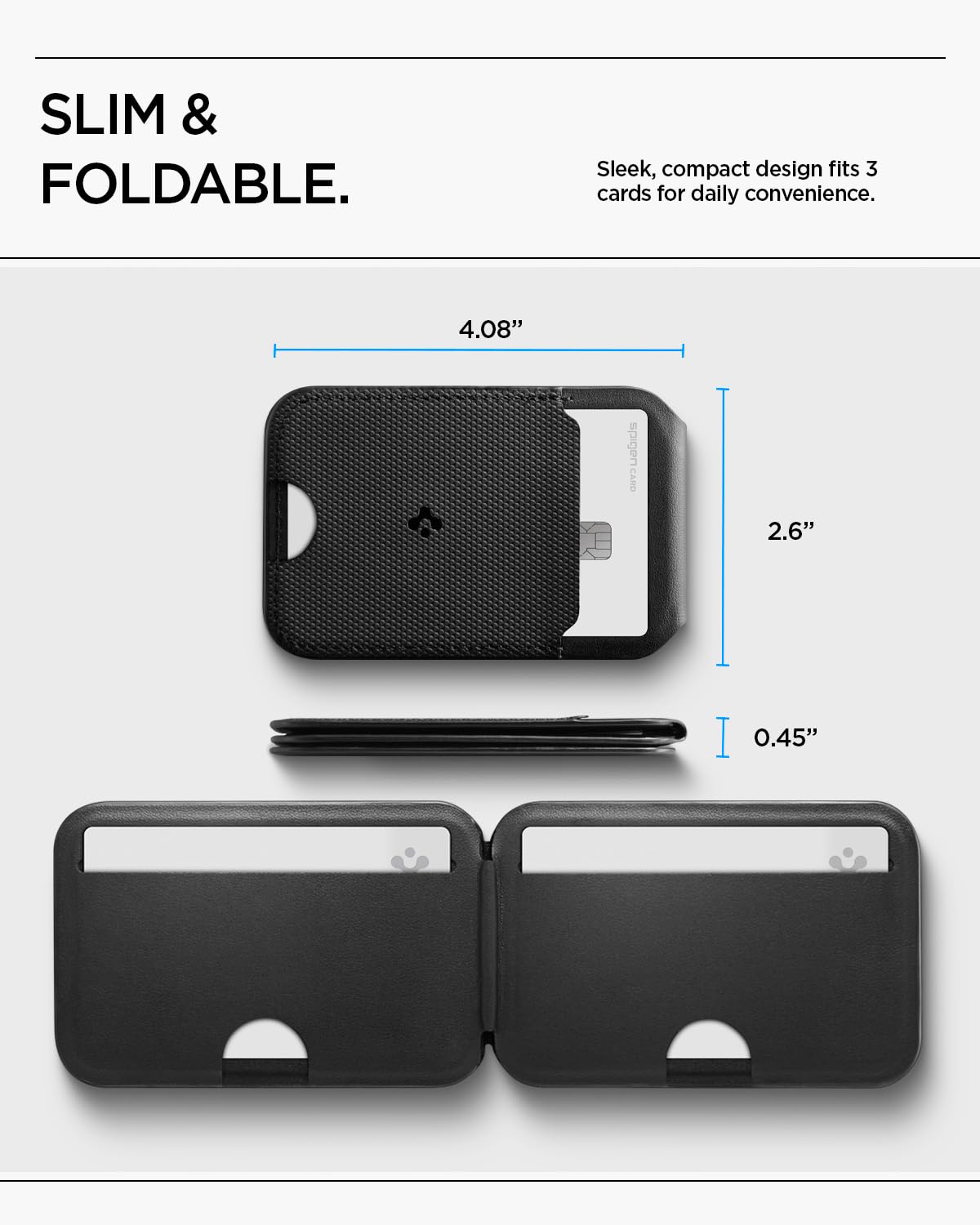 Spigen Slim Fold MagSafe Wallet Stand - Black - 3-Card Tripod - image 6