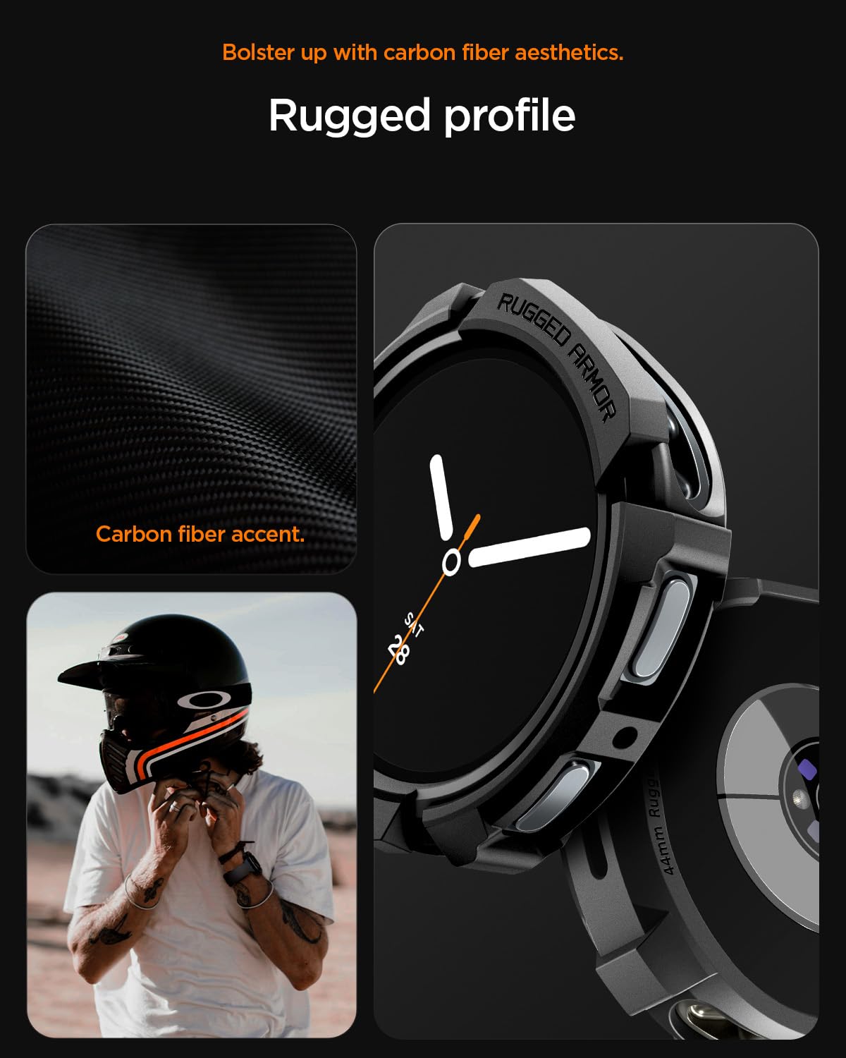 Spigen Galaxy Watch 9 44mm Case - Rugged Armor - Matte Black - image 6