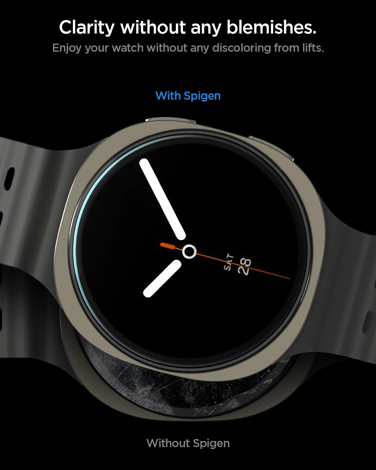 Spigen Galaxy Watch 9 / 8 44mm Screen Protector - Glas.tR EZ Fit (2 Pack) - Clear - image 6
