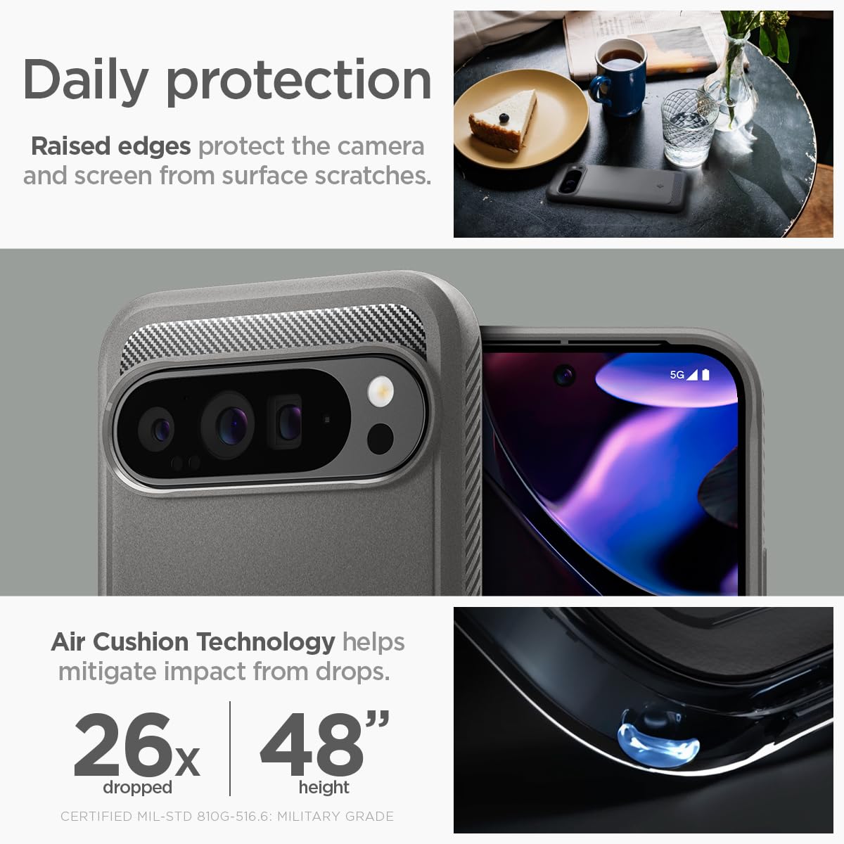 Spigen Rugged Armor Google Pixel 9 Pro XL Phone Case - Marble Gray - image 5
