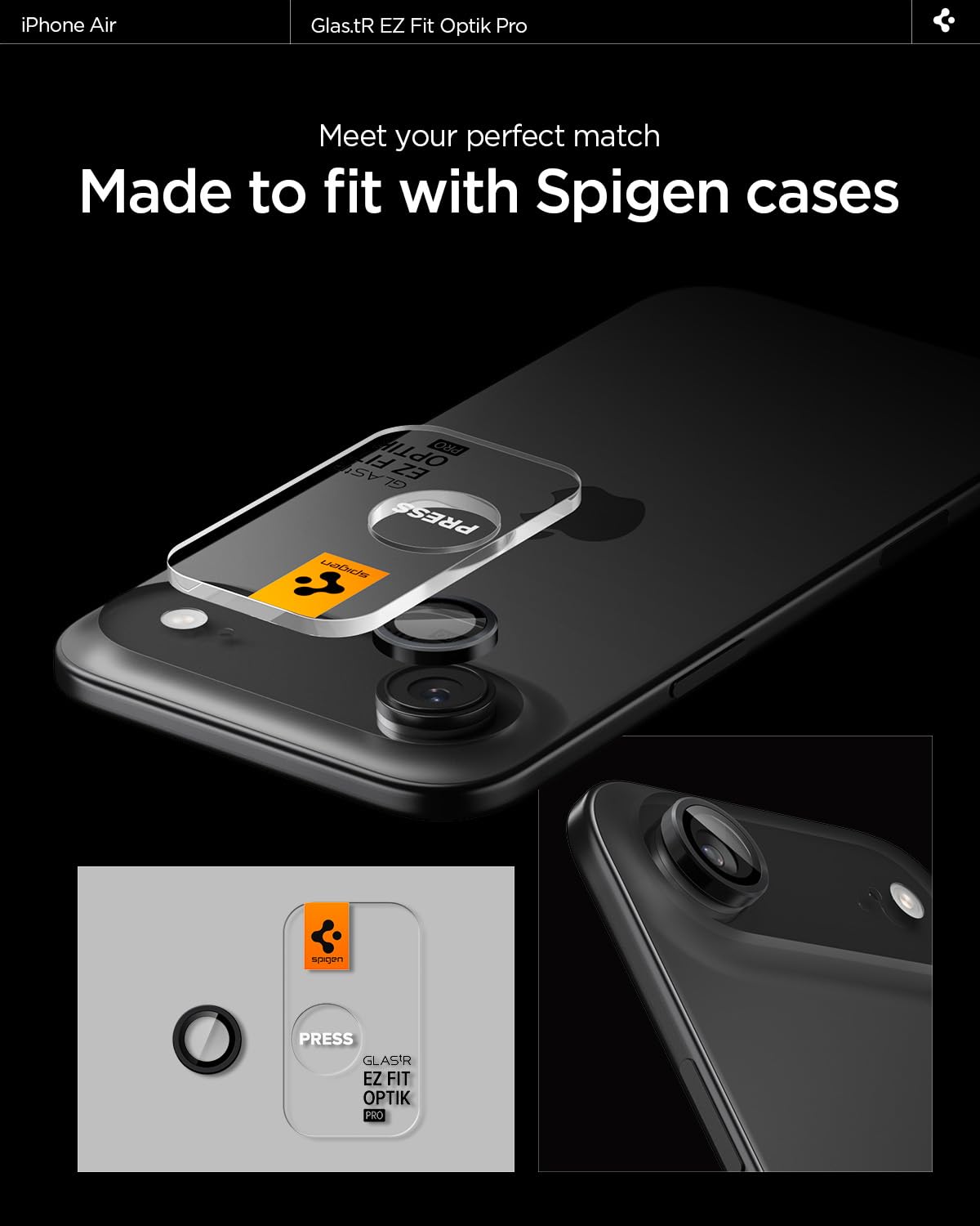 Spigen iPhone Air Lens Protector Optik Pro EZ Fit 2 Pack - Black - image 7