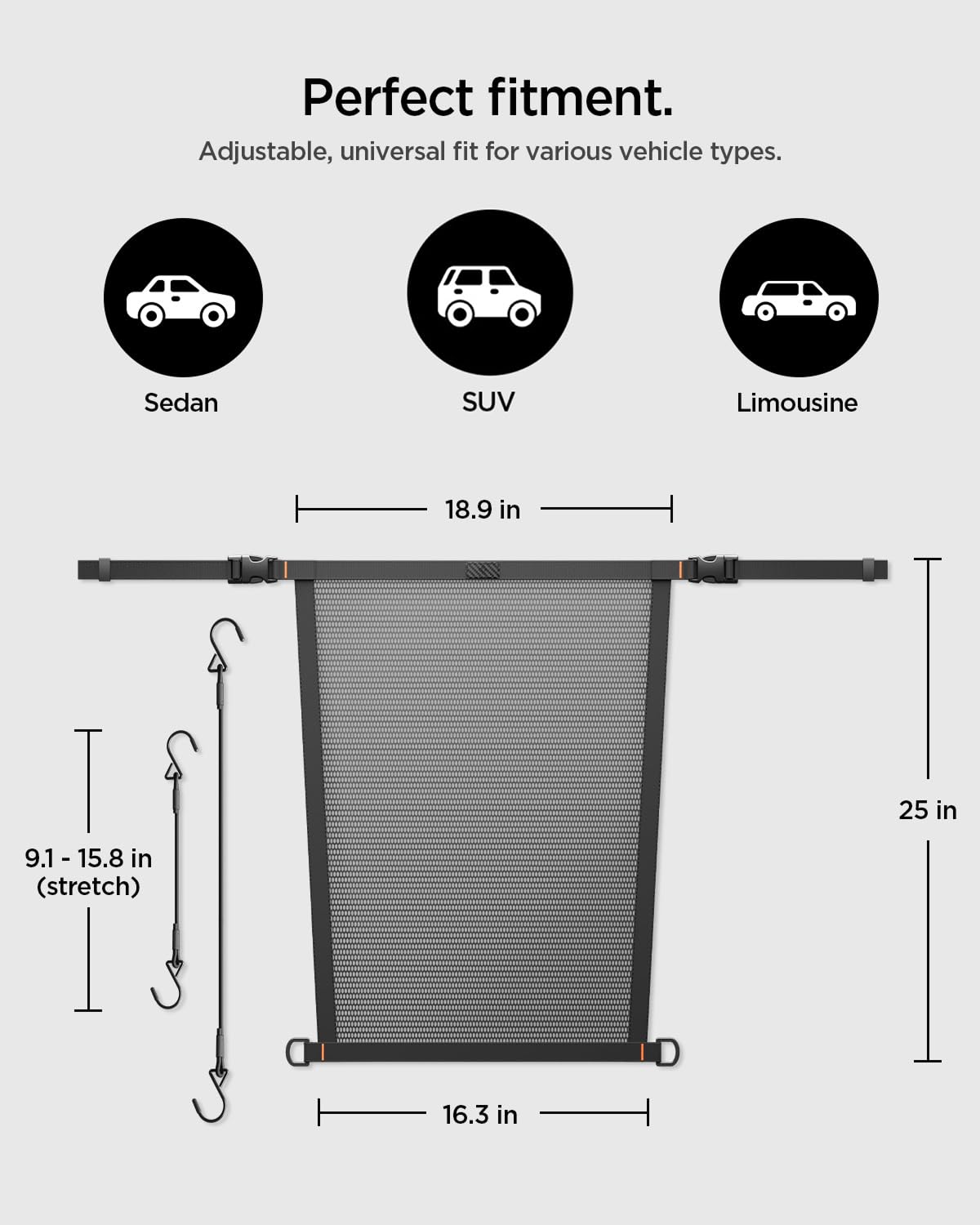 Spigen Pet Backseat Barrier for Cars and Compact SUVs - Black - image 7