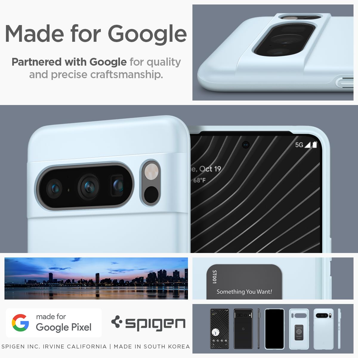 Spigen Thin Fit Google Pixel 8 Pro Phone Case - Mute Blue - image 7