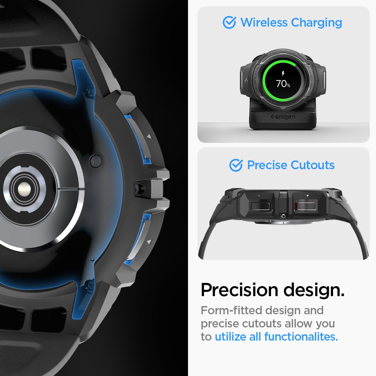Spigen Galaxy Watch 6 Classic 43mm Case + Band - Rugged Armor Pro – Black – detail image 6