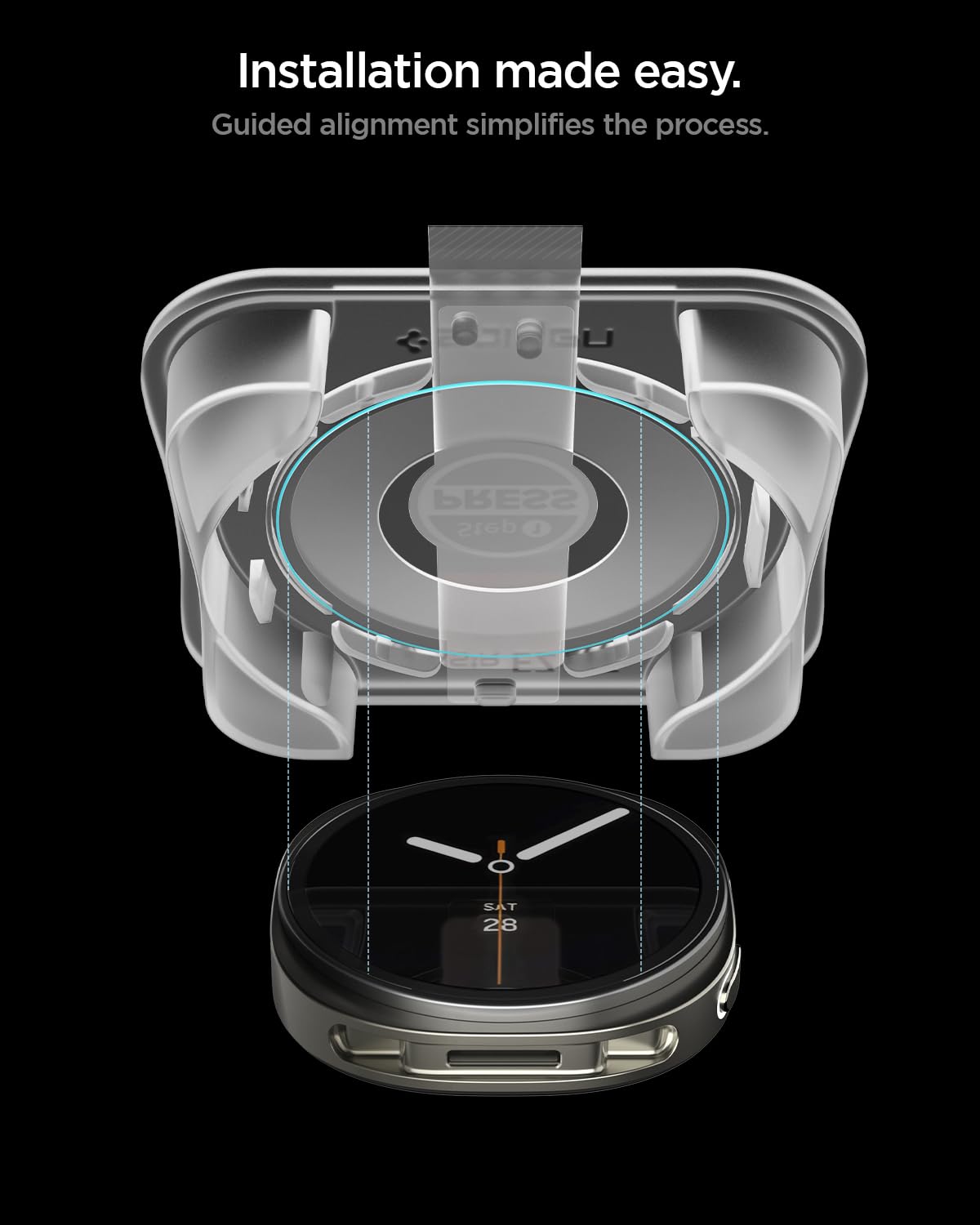 Spigen Galaxy Watch 9 / 8 44mm Screen Protector - Glas.tR EZ Fit (2 Pack) - Clear - image 5