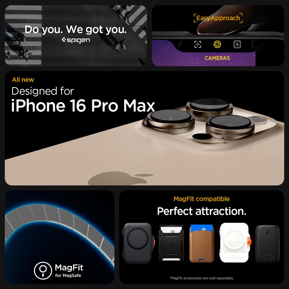 Spigen iPhone 16 Pro Max Case – Enzo Aramid MagFit – Black Silver – detail image 1