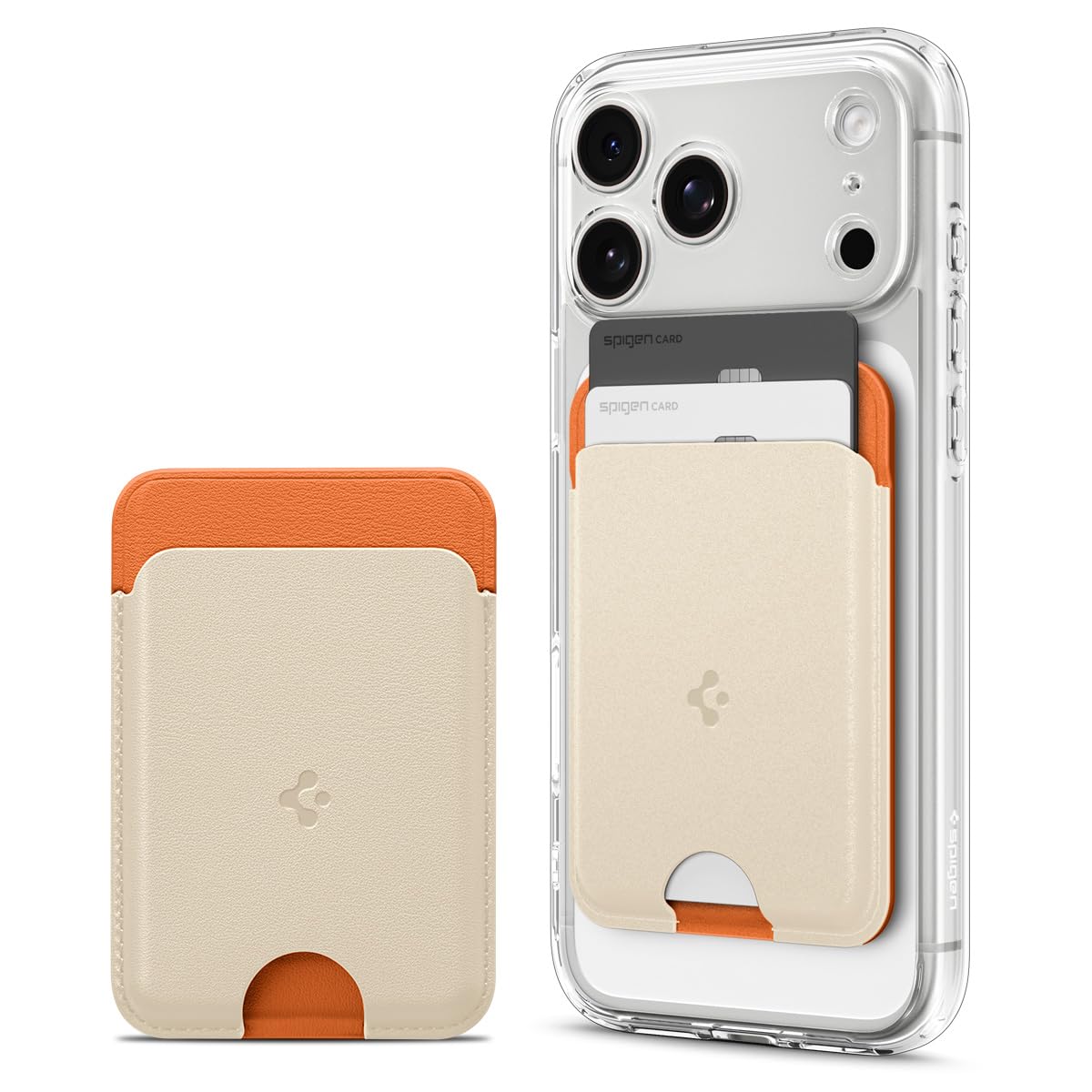 Spigen Caseology Nano Pop MagFit 2-Card Wallet - Orange Beige - image 1