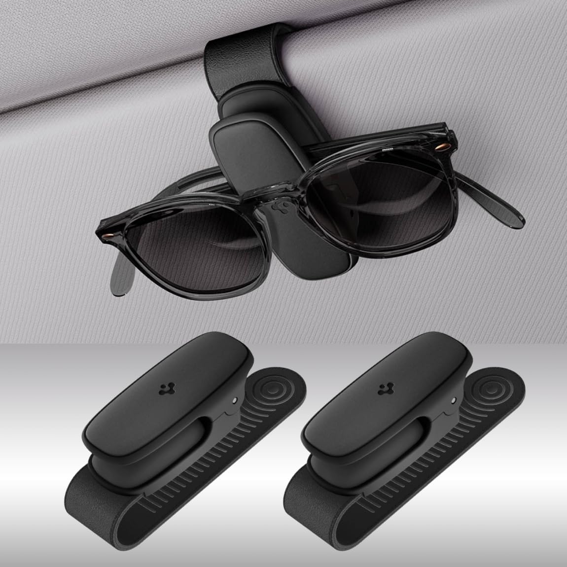 Spigen SH100 car visor sunglasses holder 2-pack - Black - image 1