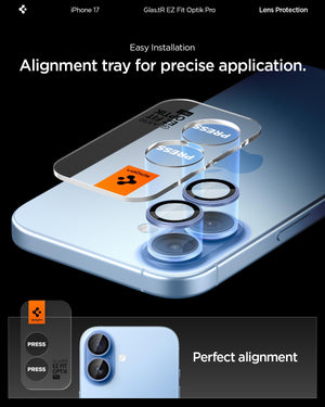 Spigen iPhone 17 Camera Lens Protector GLAS.tR EZ Fit Optik Pro (2 Pack) - Mist Blue - image 4