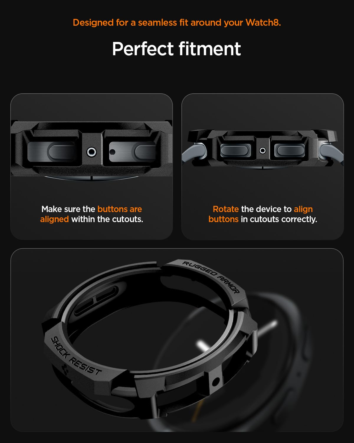 Spigen Galaxy Watch 9 40mm Case - Rugged Armor - Matte Black - image 3