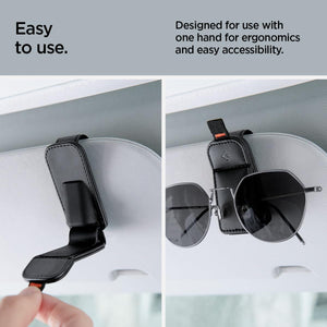 Spigen SH101 magnetic vegan leather car visor sunglasses holder 2-pack - Black - image 6