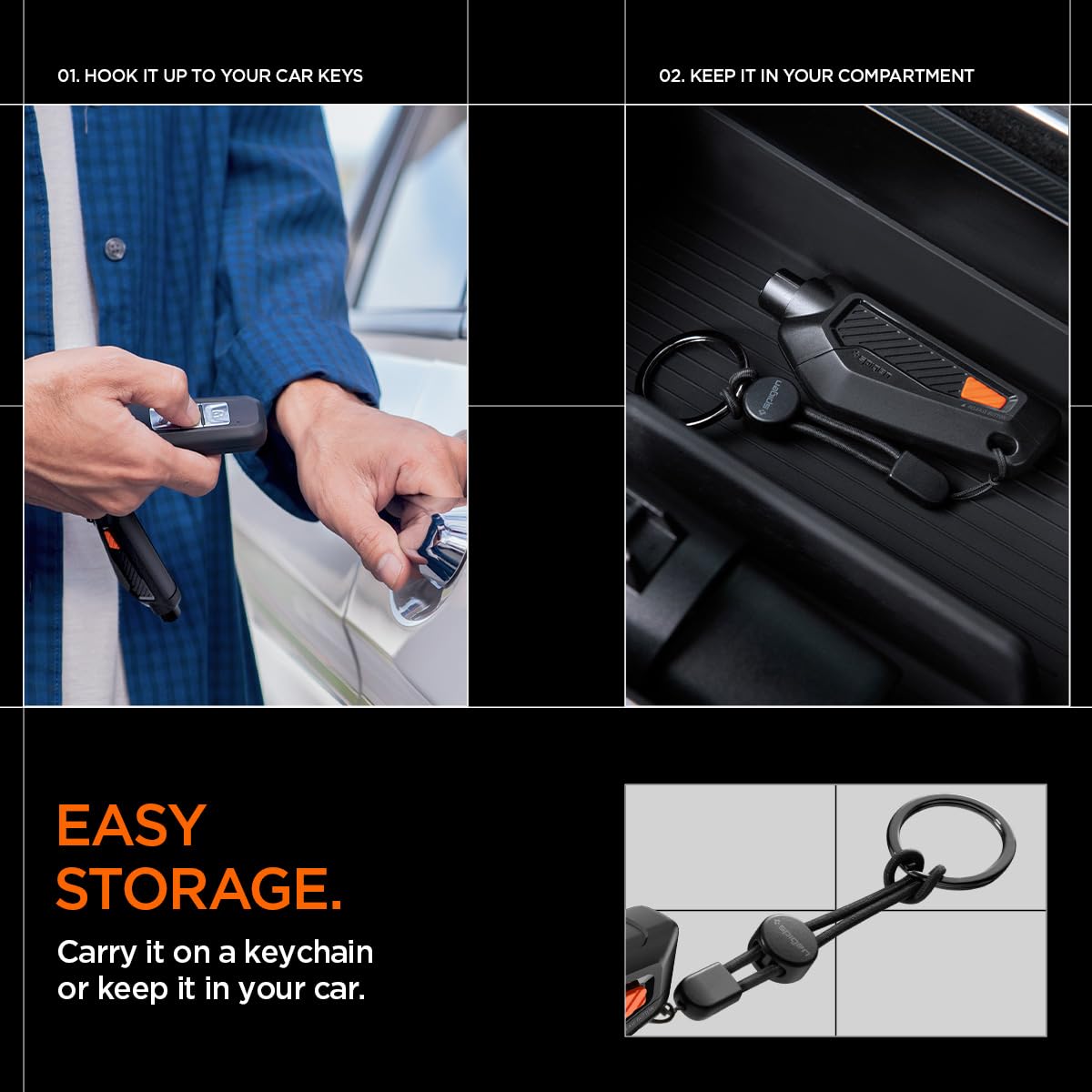 Spigen Life Car Escape Tool with Seatbelt Cutter - Black - image 6