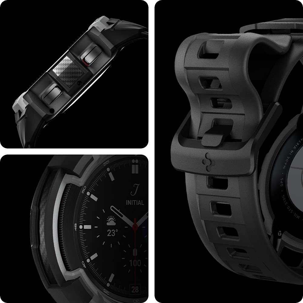 Spigen Galaxy Watch 4 Classic 46mm Case + Band - Rugged Armor Pro - Charcoal Gray - image 3