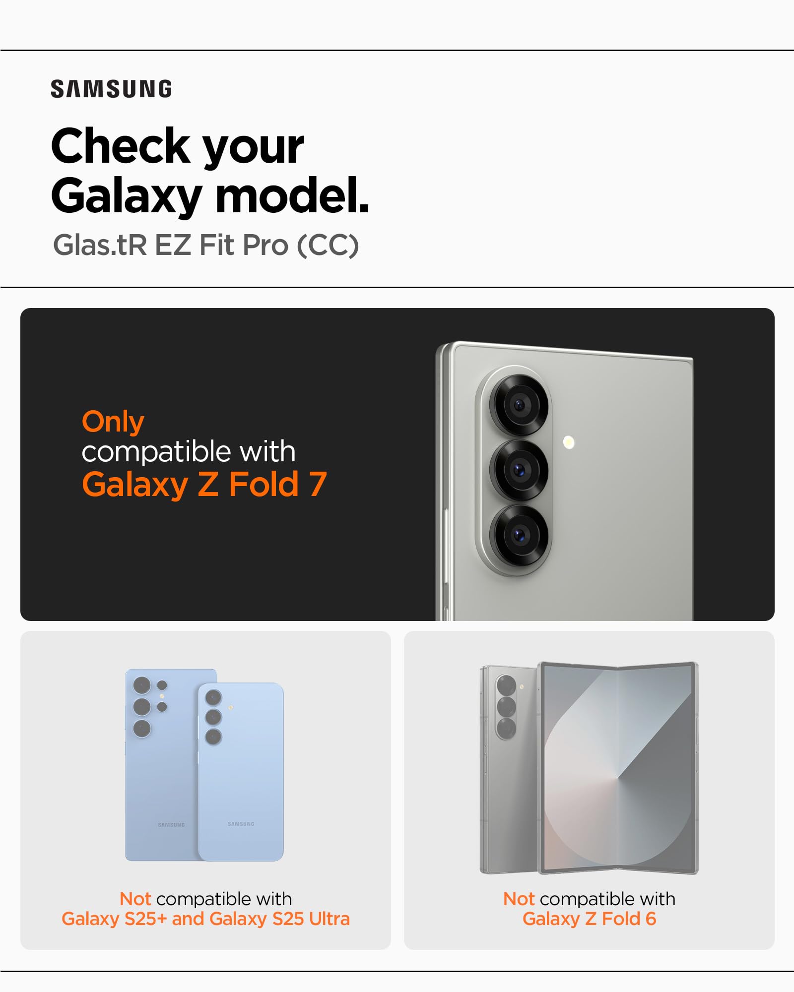 Spigen Galaxy Z Fold 7 External Screen Protector - Glas.tR EZ Fit Pro (2 Pack) - Clear - image 2