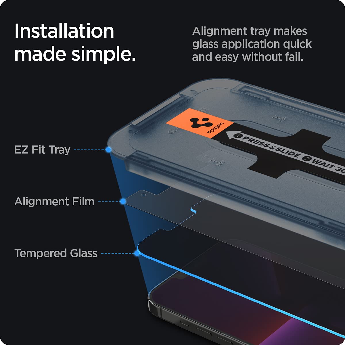Spigen iPhone 14 Plus and 13 Pro Max Screen Protector GLAS.tR EZ Fit Privacy (2 Pack) - Privacy - image 3
