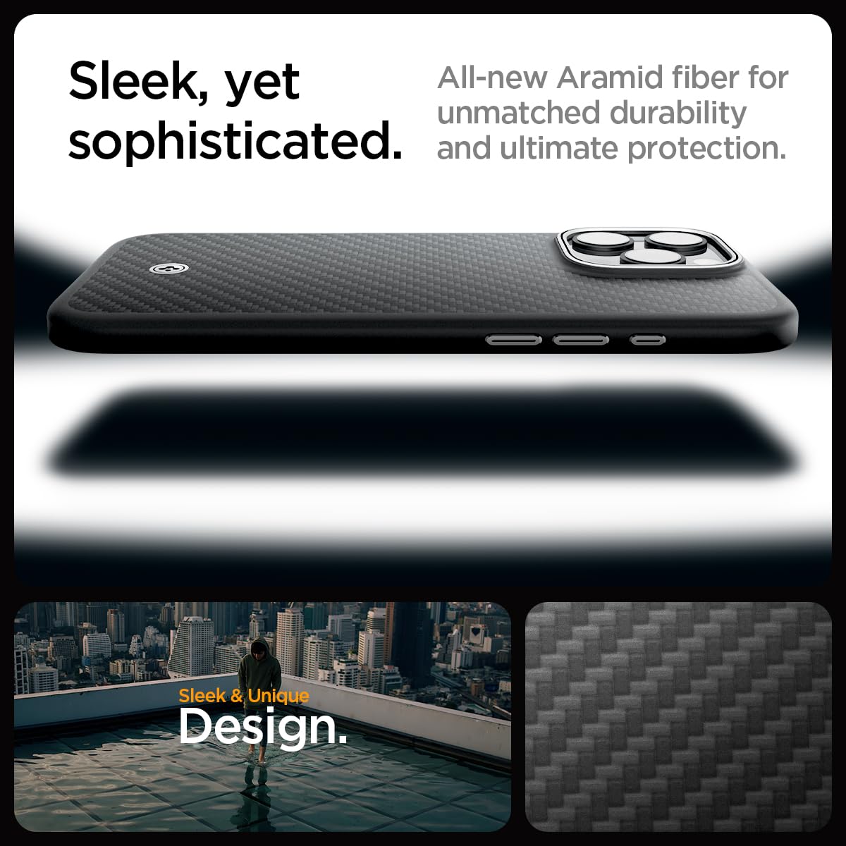 Spigen iPhone 16 Pro Max Case – Enzo Aramid MagFit – Black Silver – detail image 3
