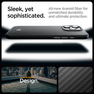 Spigen iPhone 16 Pro Max Case – Enzo Aramid MagFit – Black Silver – detail image 3