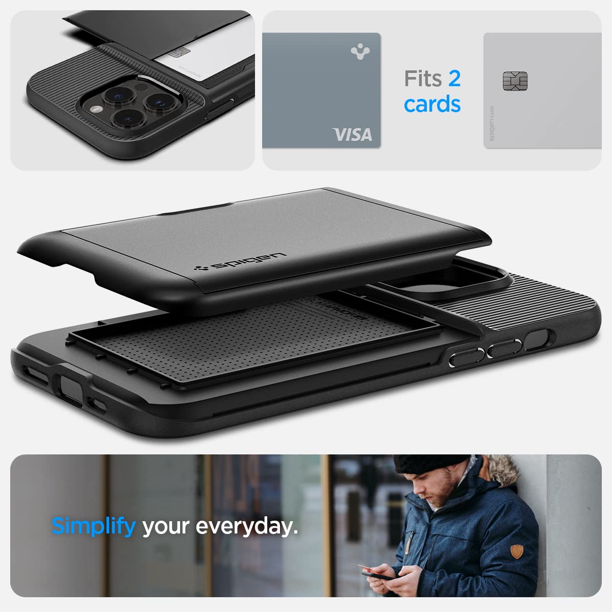 Spigen Slim Armor CS iPhone 14 Pro Card Holder Case - Black - image 3