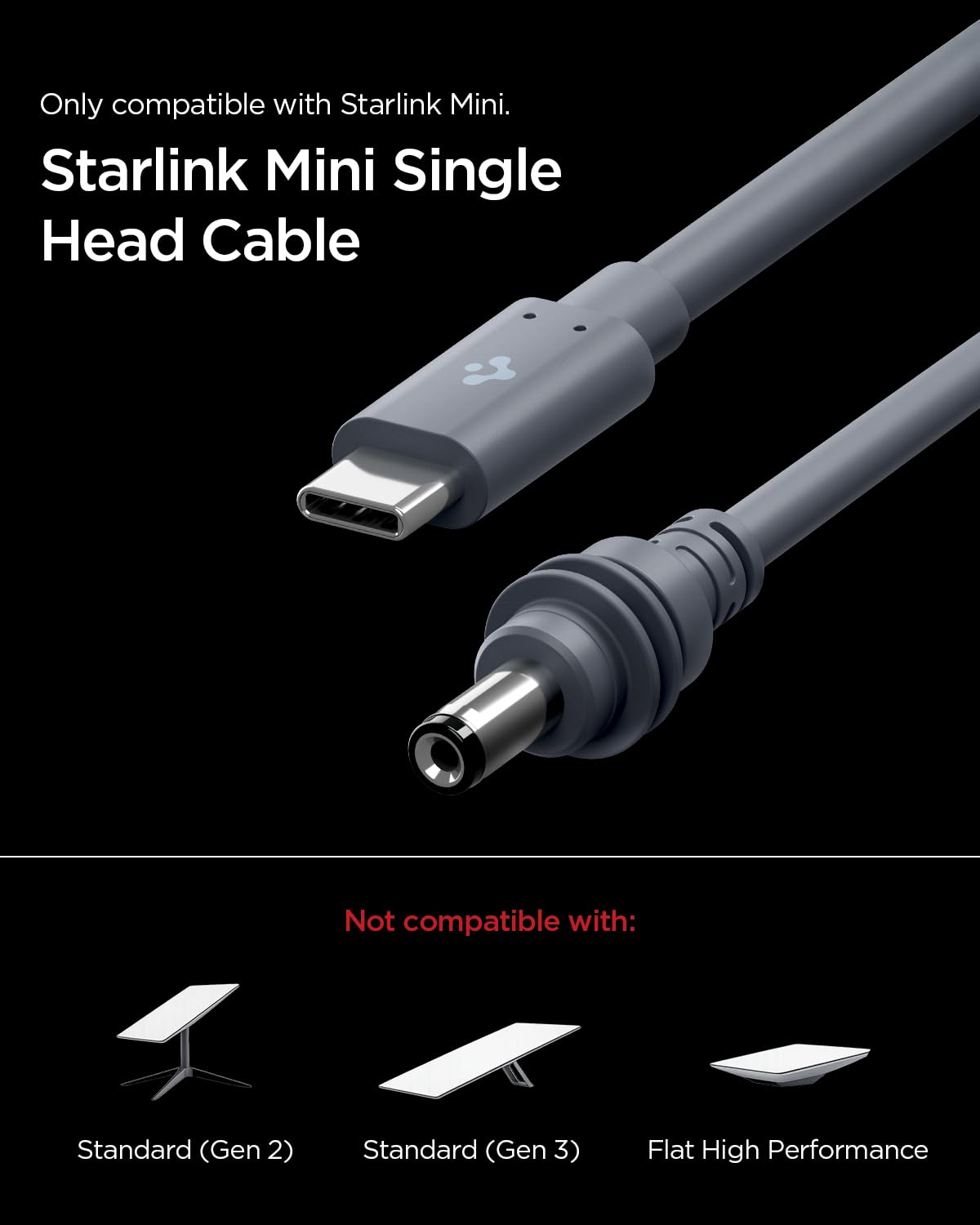 Spigen Starlink Mini USB-C to DC Power Cable 10 ft (3 m) - Gray - image 2