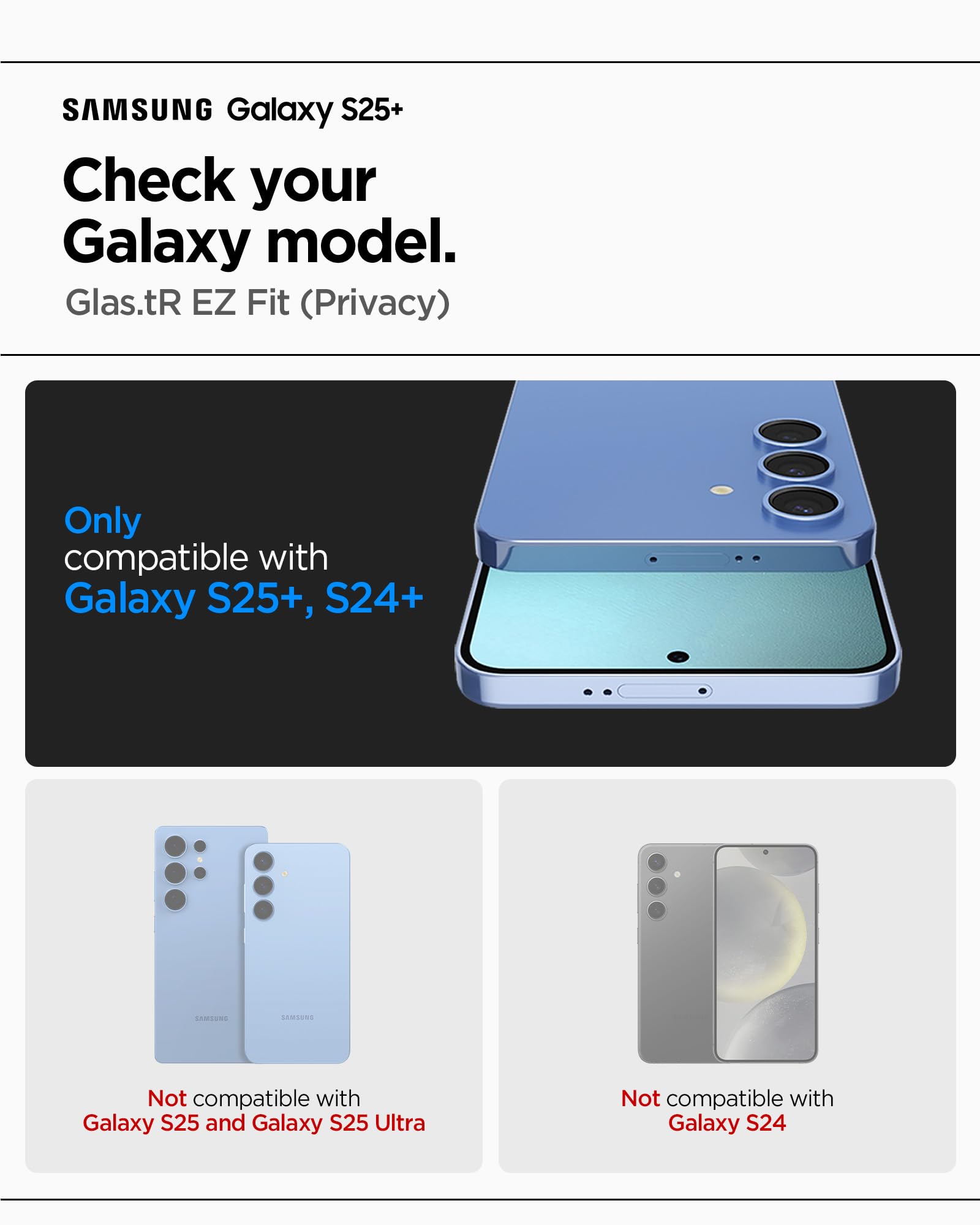 Spigen Galaxy S25 Plus / S24 Plus Privacy Screen Protector - Glas.tR EZ Fit (2 Pack) - Privacy - image 2