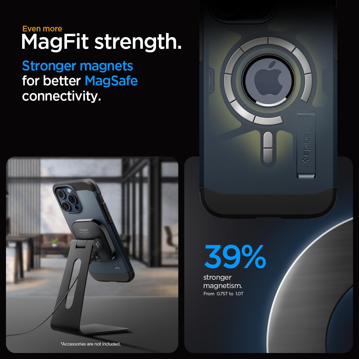 Spigen Tough Armor (MagFit) case for iPhone 15 Pro Max in Metal Slate – detail image 5