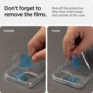 Spigen iPhone 13 Case Ultra Hybrid – Matte Black case protective-film removal instructions