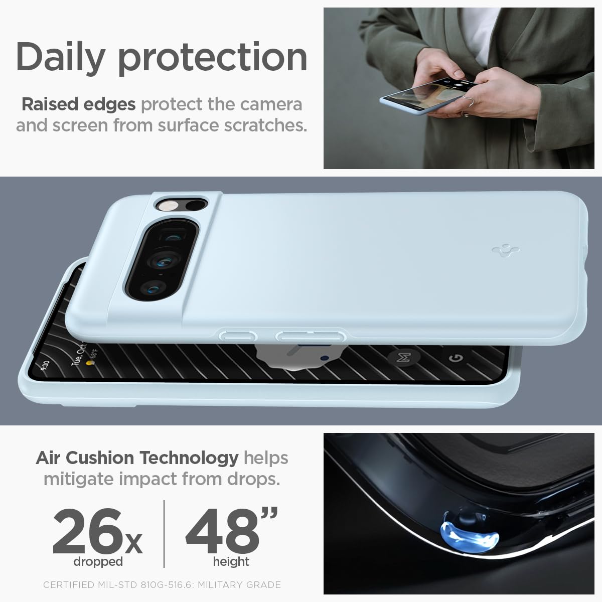 Spigen Thin Fit Google Pixel 8 Pro Phone Case - Mute Blue - image 4