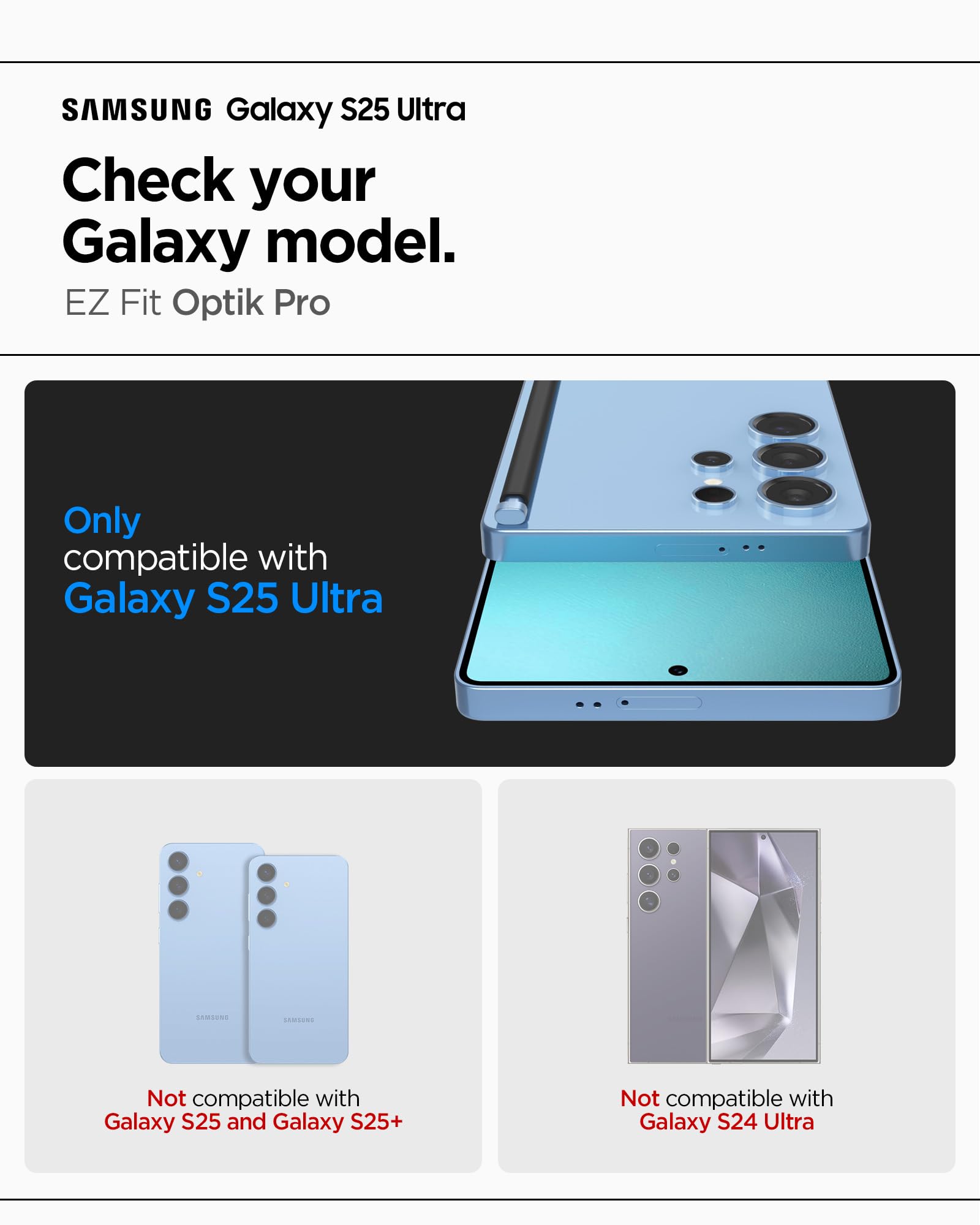 Spigen Galaxy S25 Ultra Lens Protector - Glas.tR EZ Fit Optik Pro (2 Pack) – Black – detail image 1