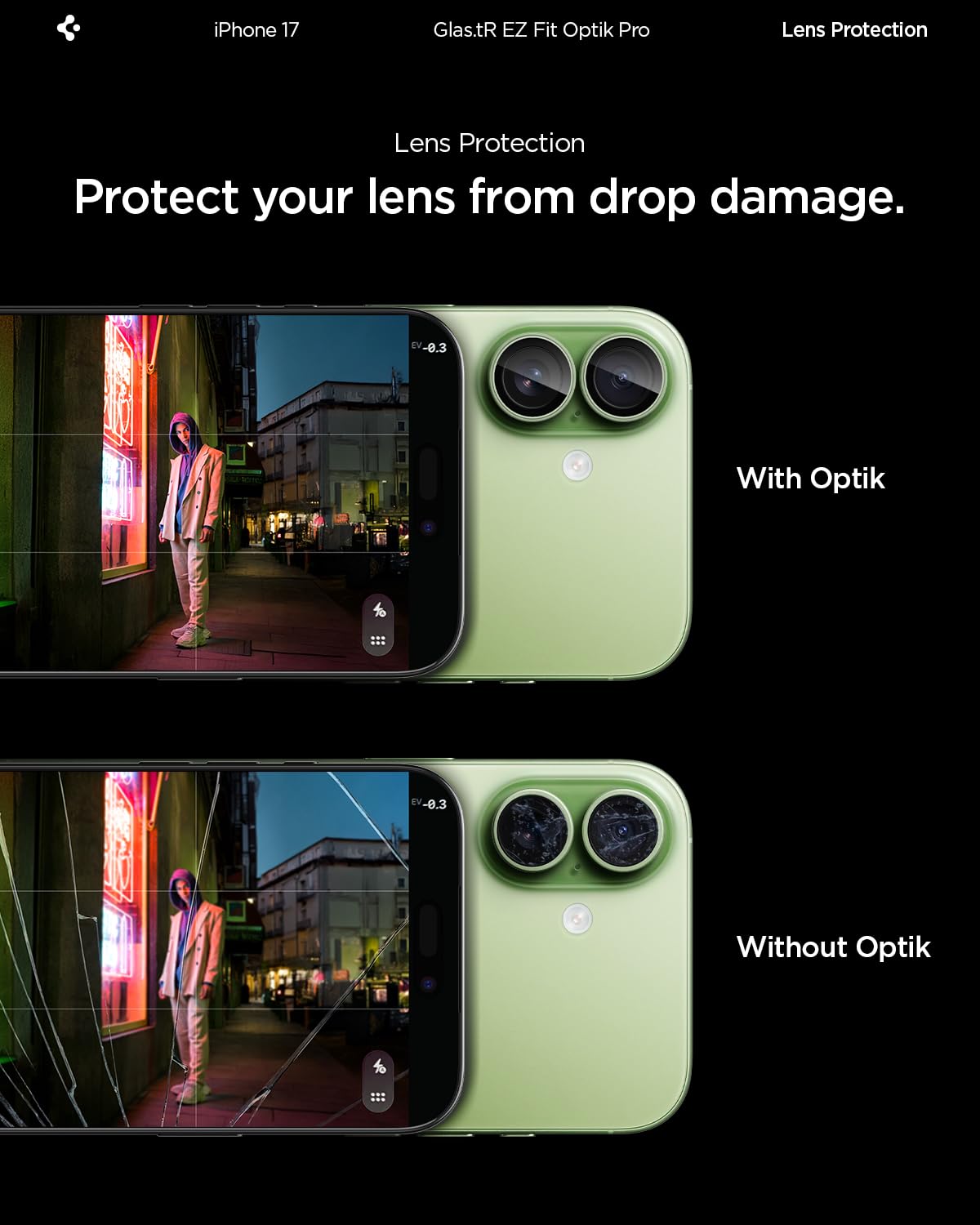 Spigen iPhone 17 Camera Lens Protector GLAS.tR EZ Fit Optik Pro (2 Pack) - Sage - image 5