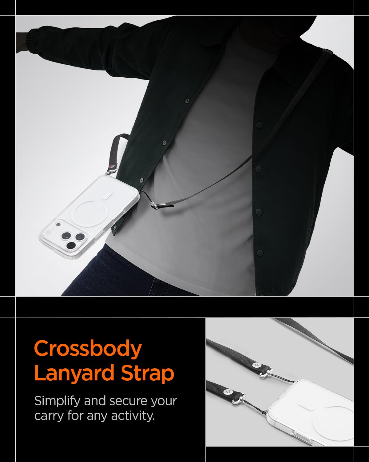Spigen DA30L Adjustable Crossbody Phone Strap Lanyard - Black - image 2