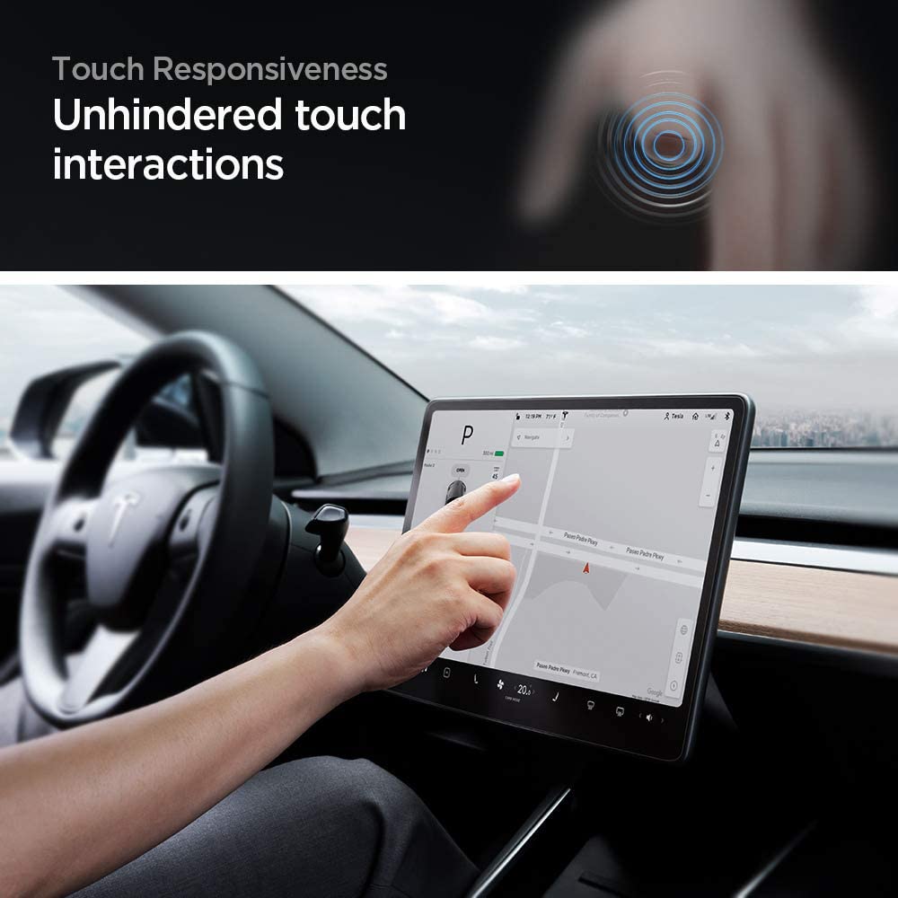 Spigen Tesla screen protector fingerprint-resistant surface detail