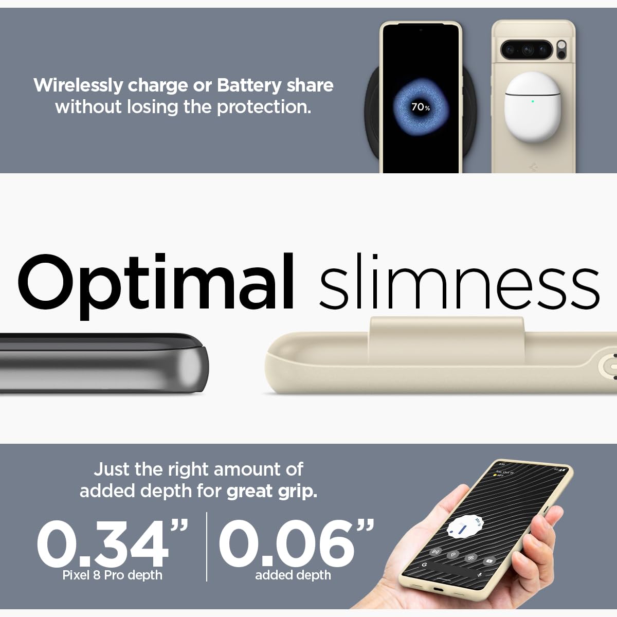 Spigen Thin Fit Google Pixel 8 Pro Phone Case - Mute Beige - image 5