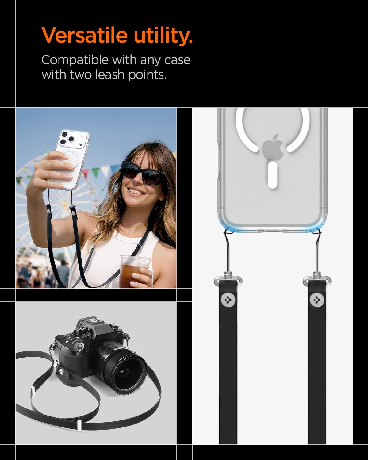 Spigen DA30L Adjustable Crossbody Phone Strap Lanyard - Black - image 3