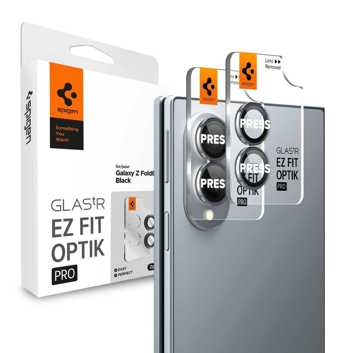 Spigen Galaxy Z Fold 8 Camera Lens Protector Optik Pro EZ Fit (2 Pack) - Black - image 1