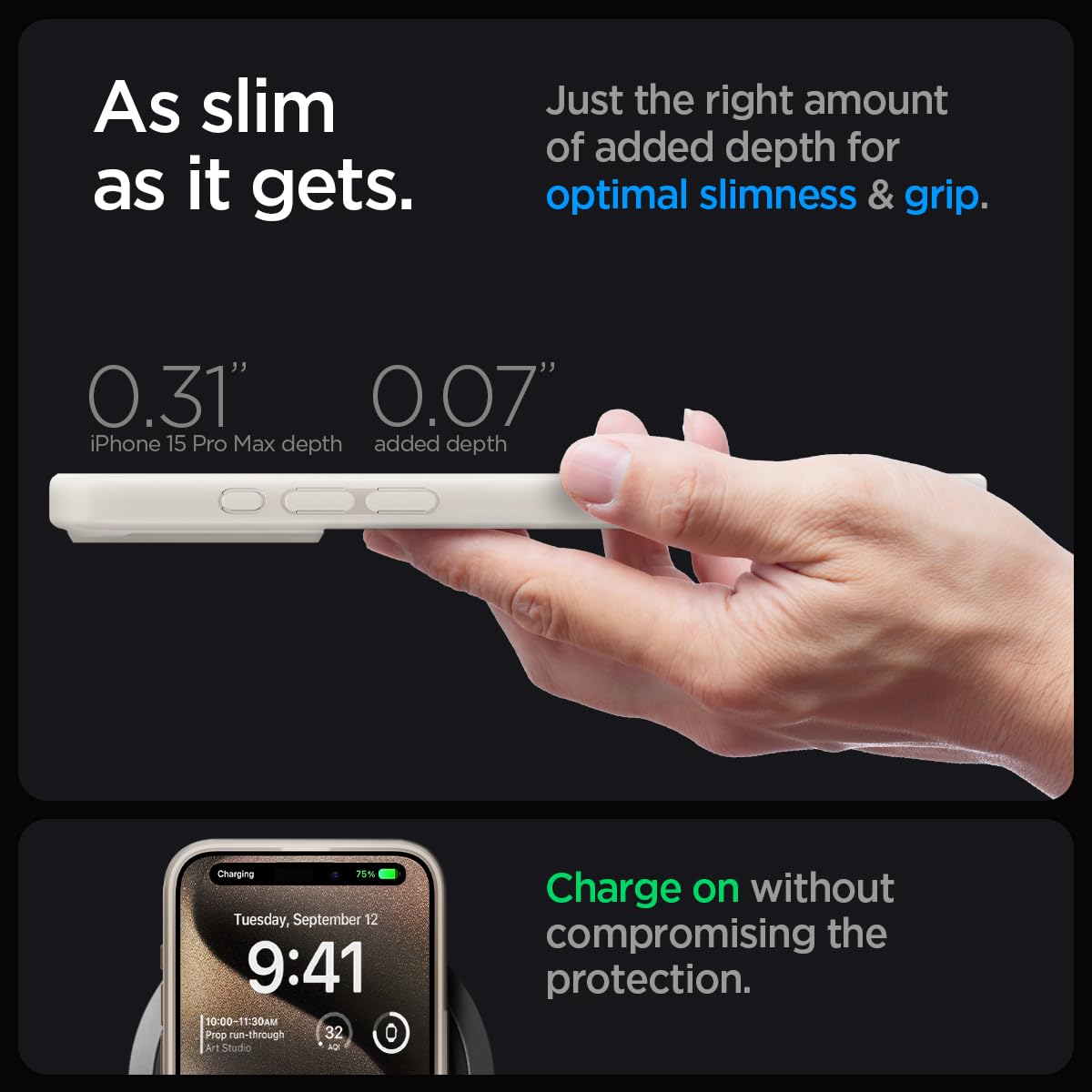 Spigen Ultra Hybrid (MagFit) case for iPhone 15 Pro Max in Frost Natural Titanium – detail image 5