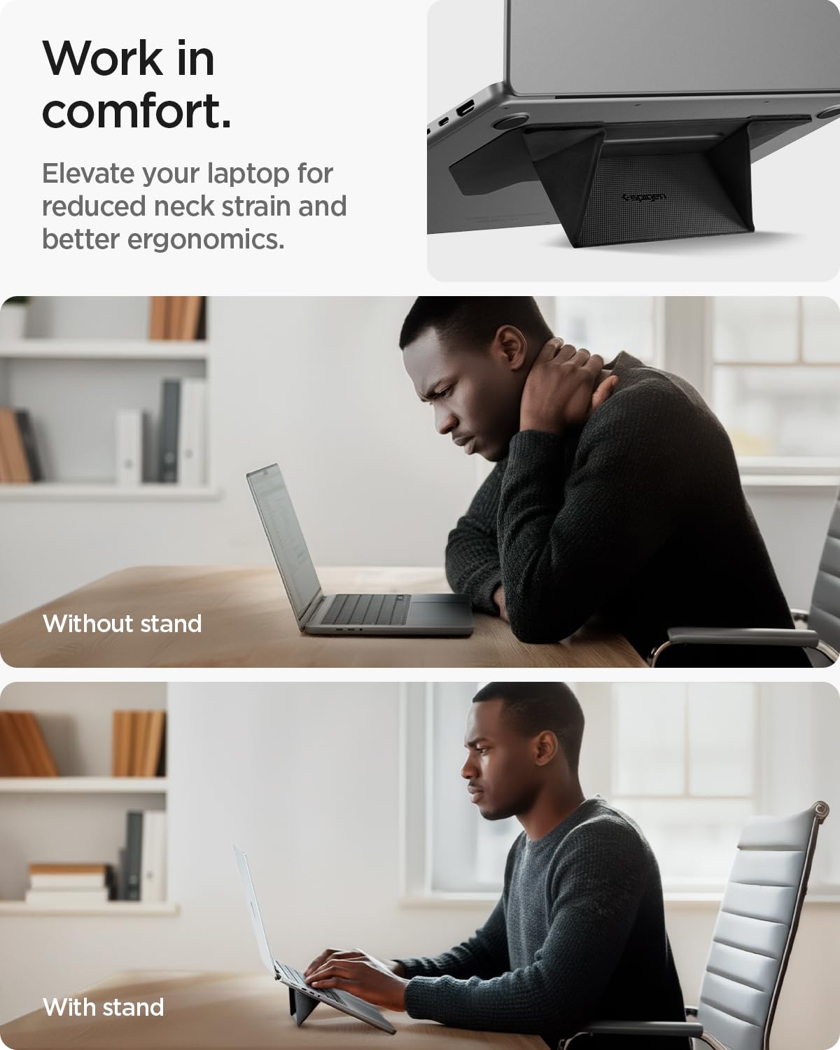 Spigen Slimfold LD201-S3 Laptop Stand for 11–16-Inch Laptops - Black - image 3
