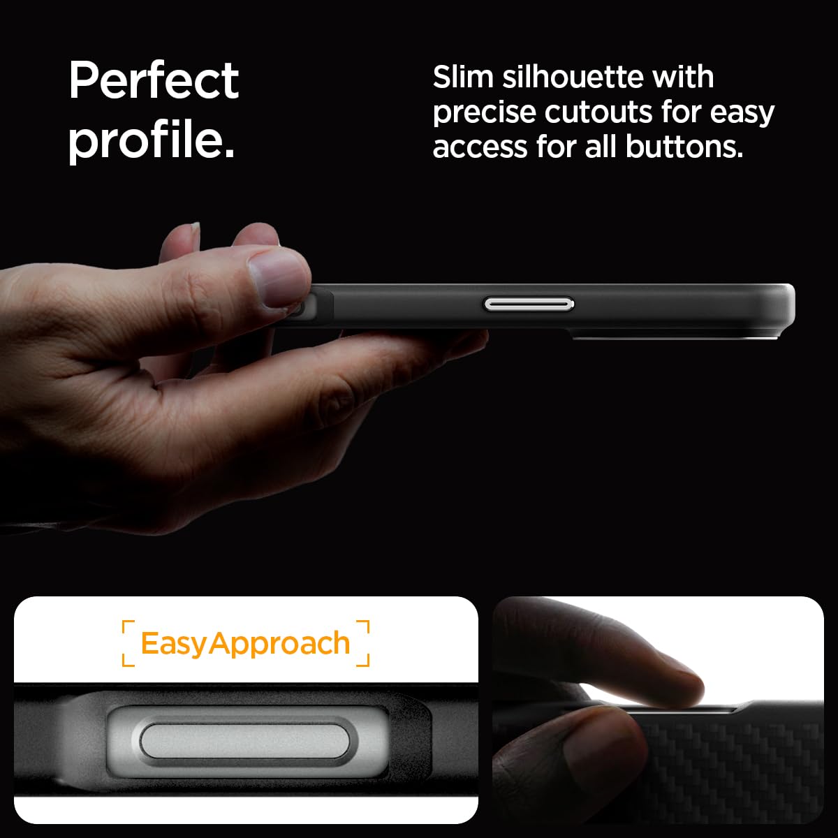 Spigen iPhone 16 Pro Max Case – Enzo Aramid MagFit – Black Silver – detail image 6